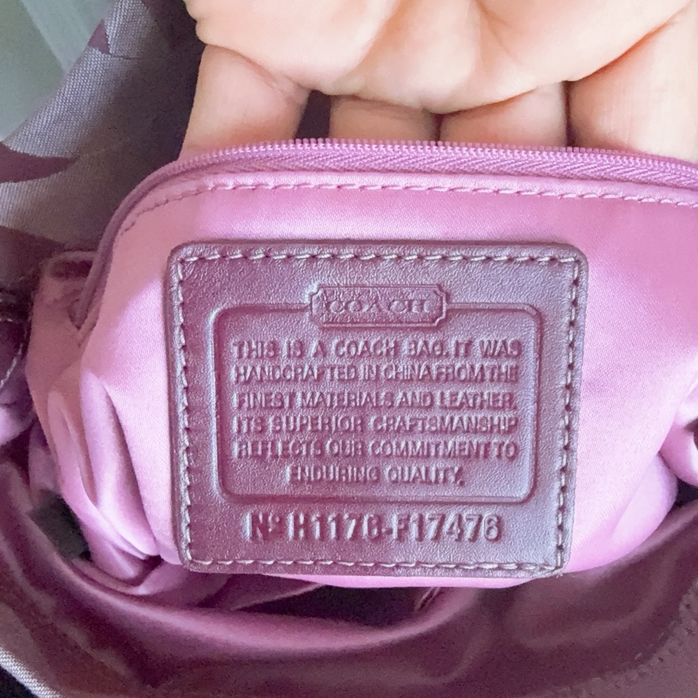 Coach Signature Hobo Shoulder Bag in Pink and Burgundy - Picture 16 of 16